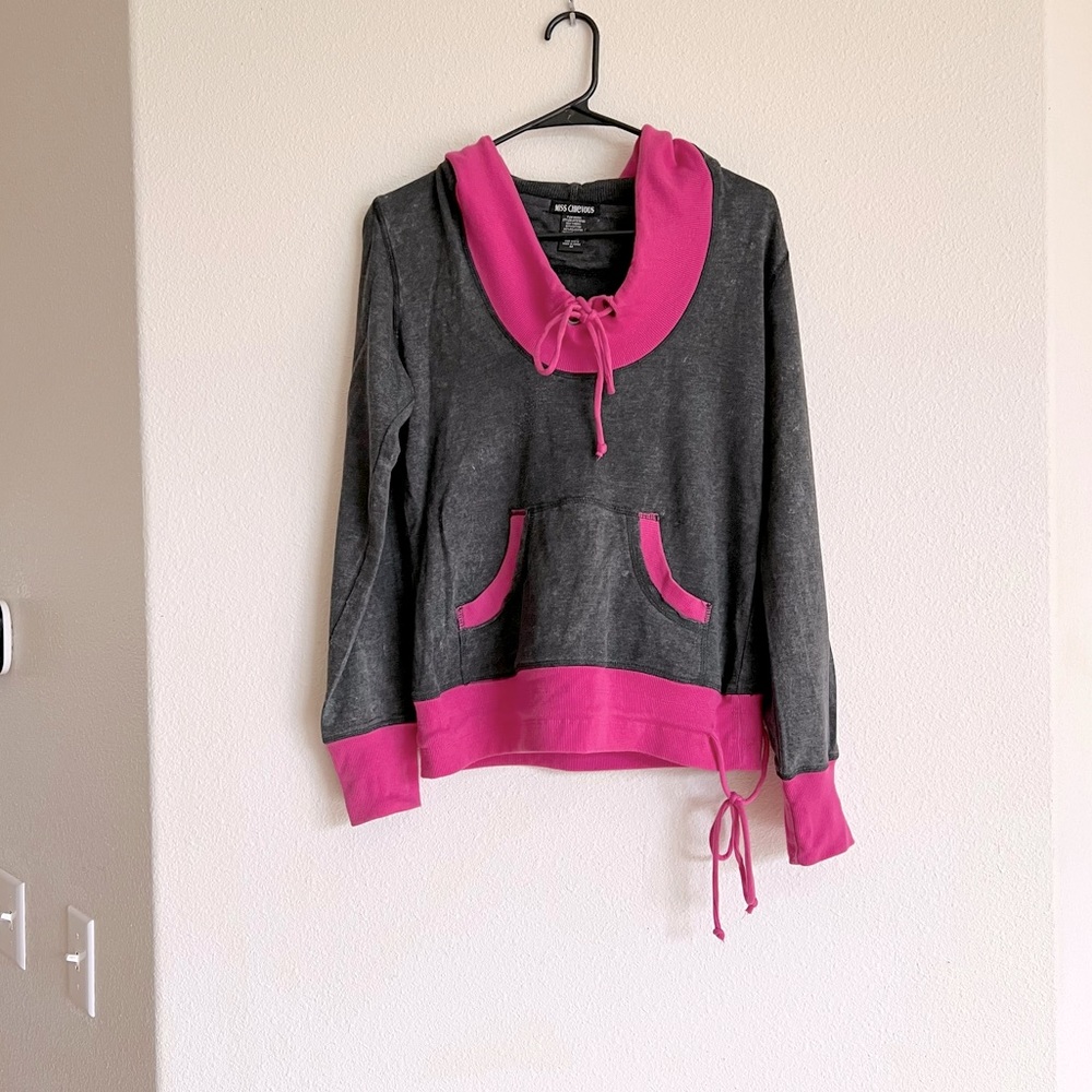Miss Chievous Gray and Pink Hoodie Top